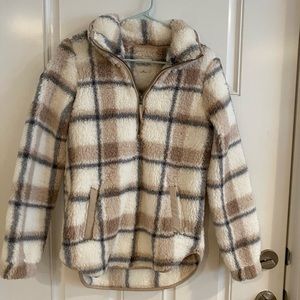 Cozy Abercrombie flannel fuzzy sweater